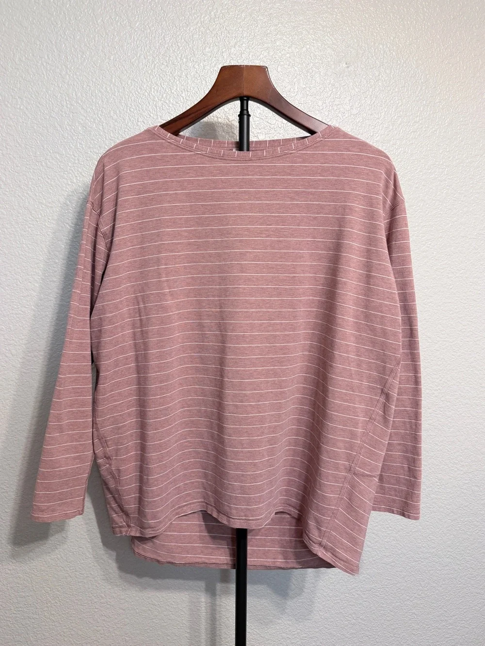 Lululemon Back In Action Striped Pink Pima Cotton Long Sleeve Top - Women’s 8